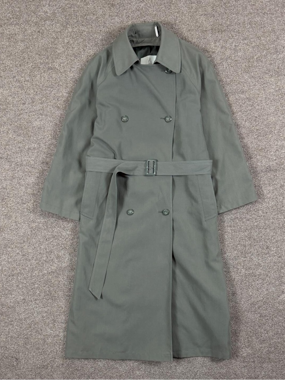 Vintage London Fog Grey Long Double Breasted Belted Trench Coat Women’s M / 10P